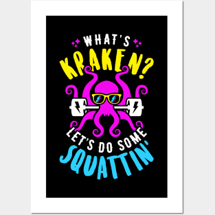 What's Kraken? Let's Do Some Squattin' Retro Neon Synthwave 80s 90s Posters and Art